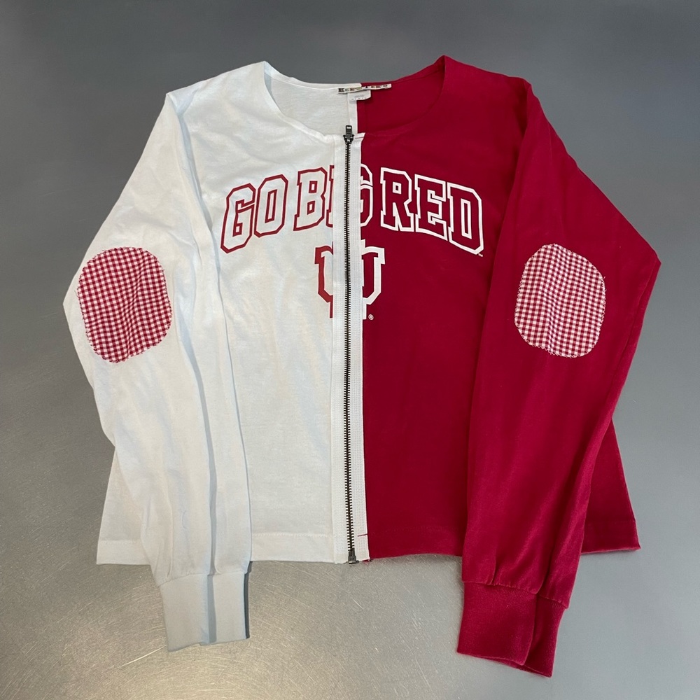 Indiana University zip front long sleeve split T-shirt